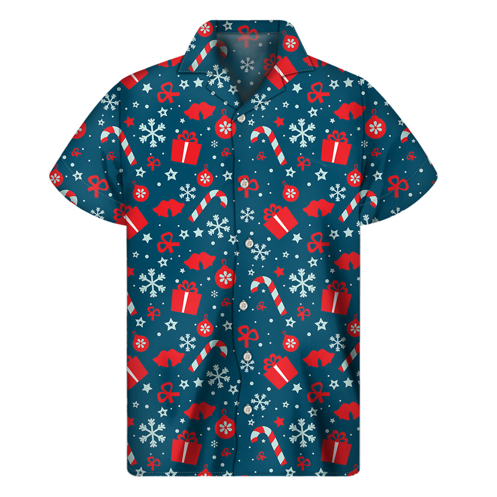 Christmas Holiday Elements Pattern Print Men's Short Sleeve Shirt