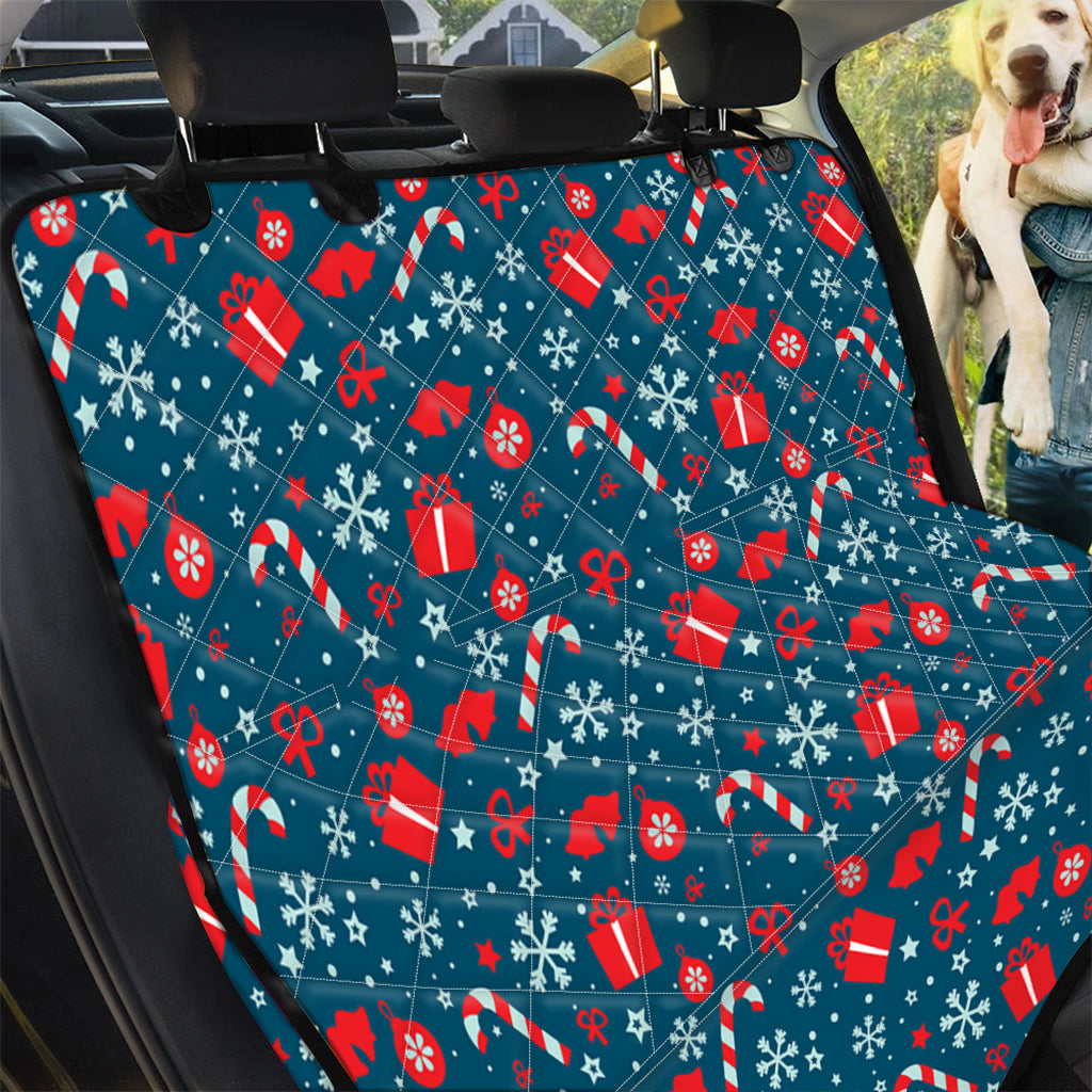 Christmas Holiday Elements Pattern Print Pet Car Back Seat Cover