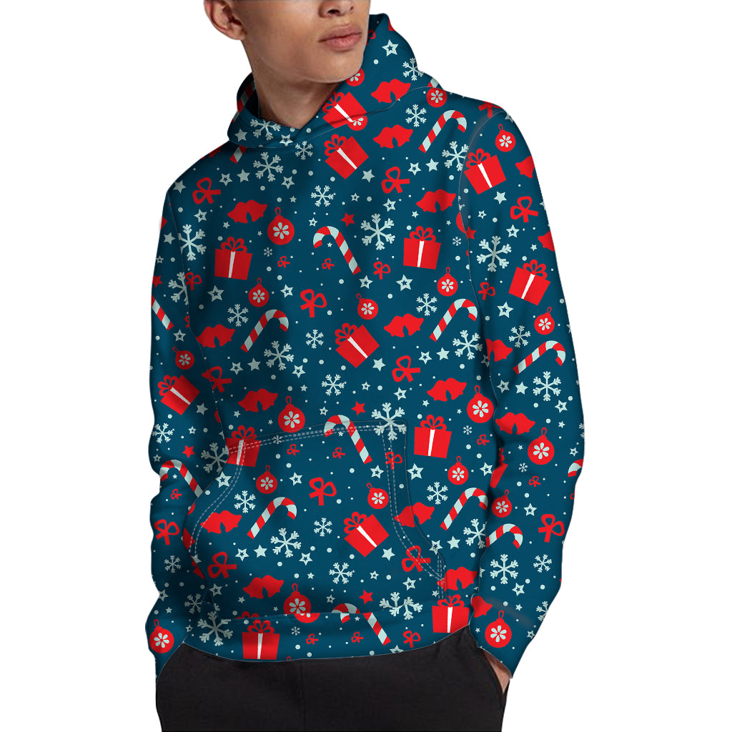 Christmas Holiday Elements Pattern Print Pullover Hoodie