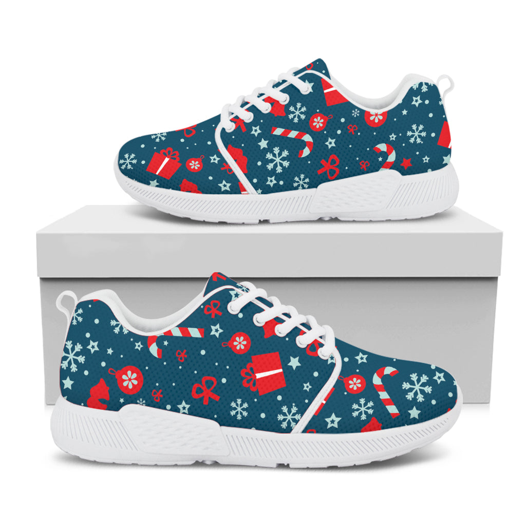 Christmas Holiday Elements Pattern Print White Athletic Shoes