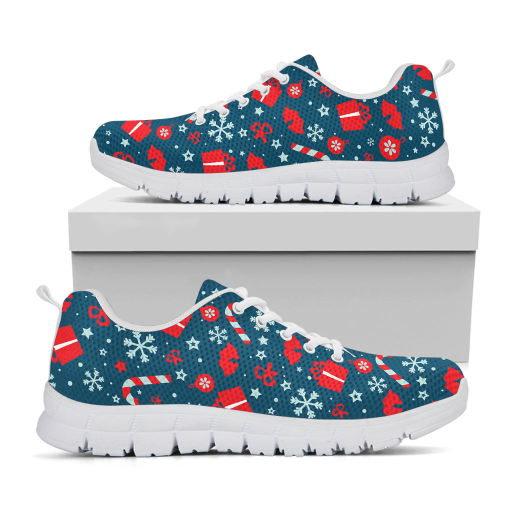 Christmas Holiday Elements Pattern Print White Sneakers