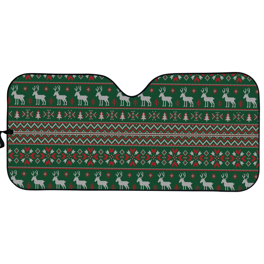 Christmas Holiday Knitted Pattern Print Car Sun Shade