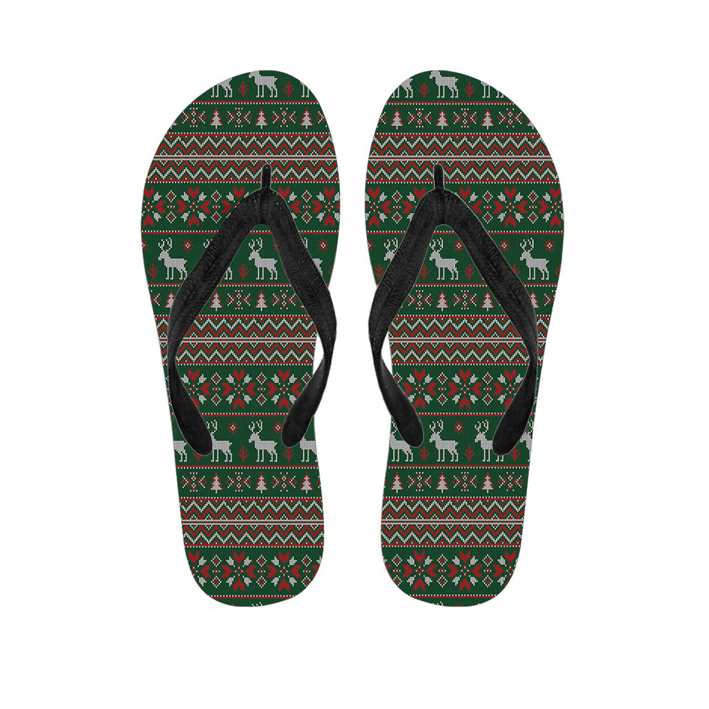 Christmas Holiday Knitted Pattern Print Flip Flops