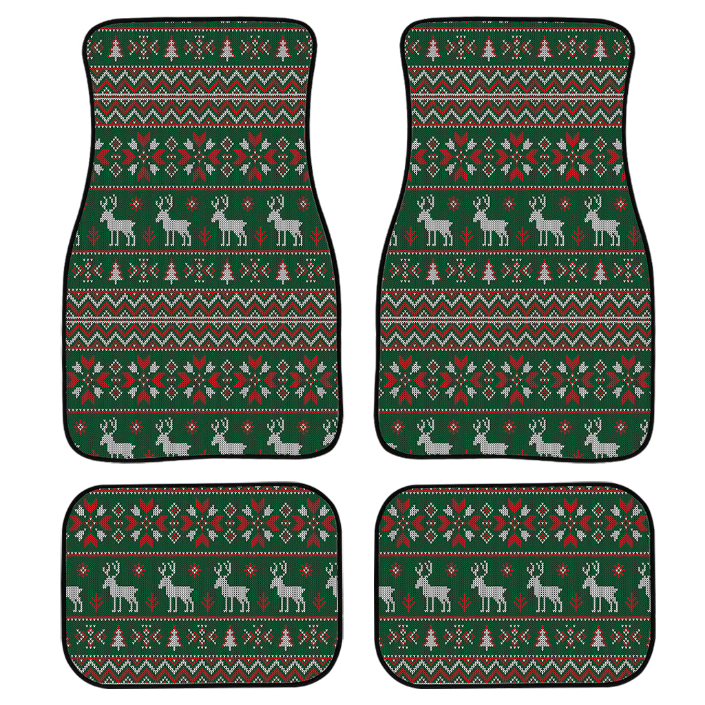 Christmas Holiday Knitted Pattern Print Front and Back Car Floor Mats