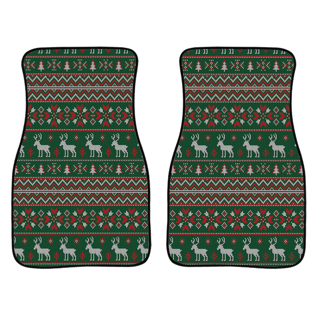 Christmas Holiday Knitted Pattern Print Front Car Floor Mats