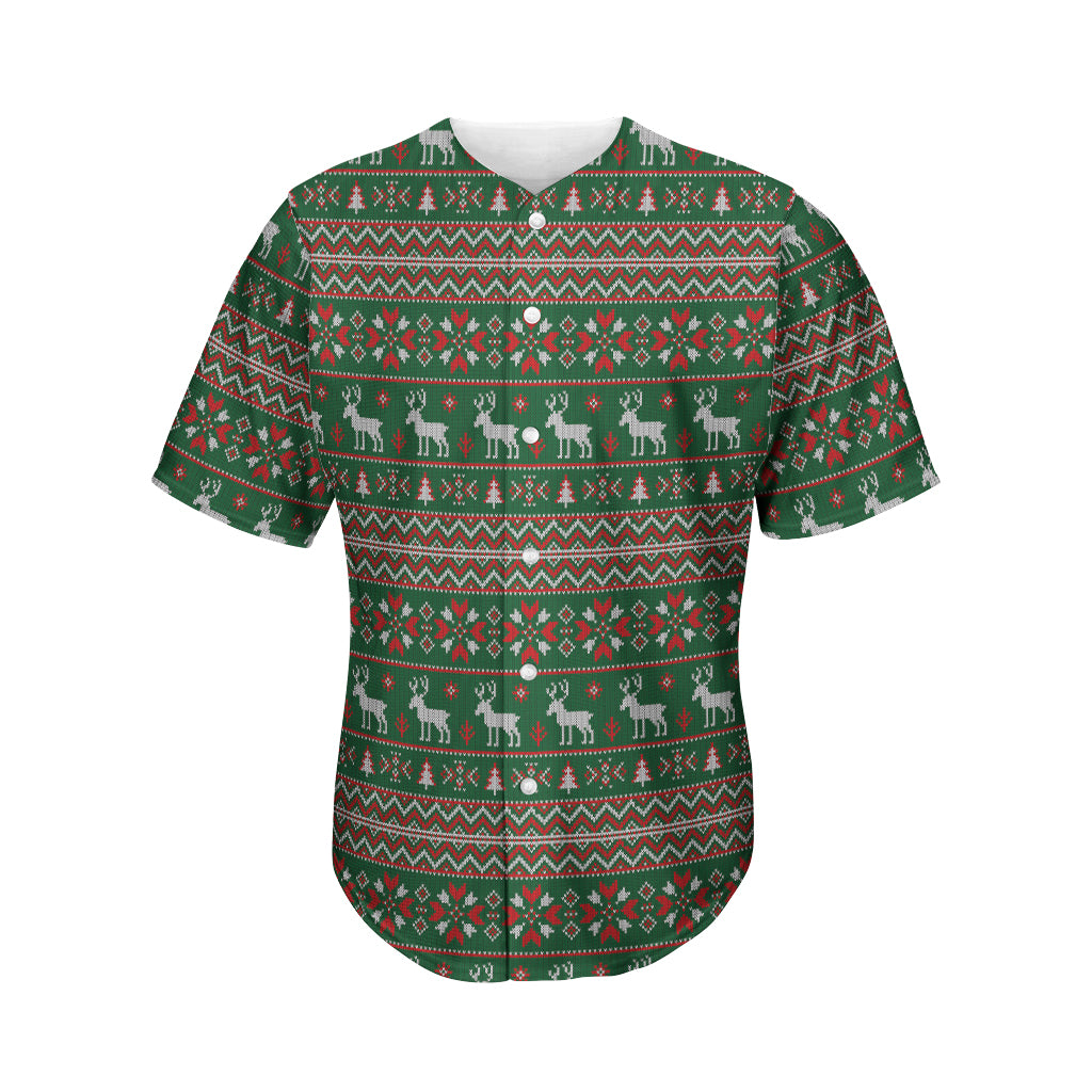 Christmas Holiday Knitted Pattern Print Men's Baseball Jersey