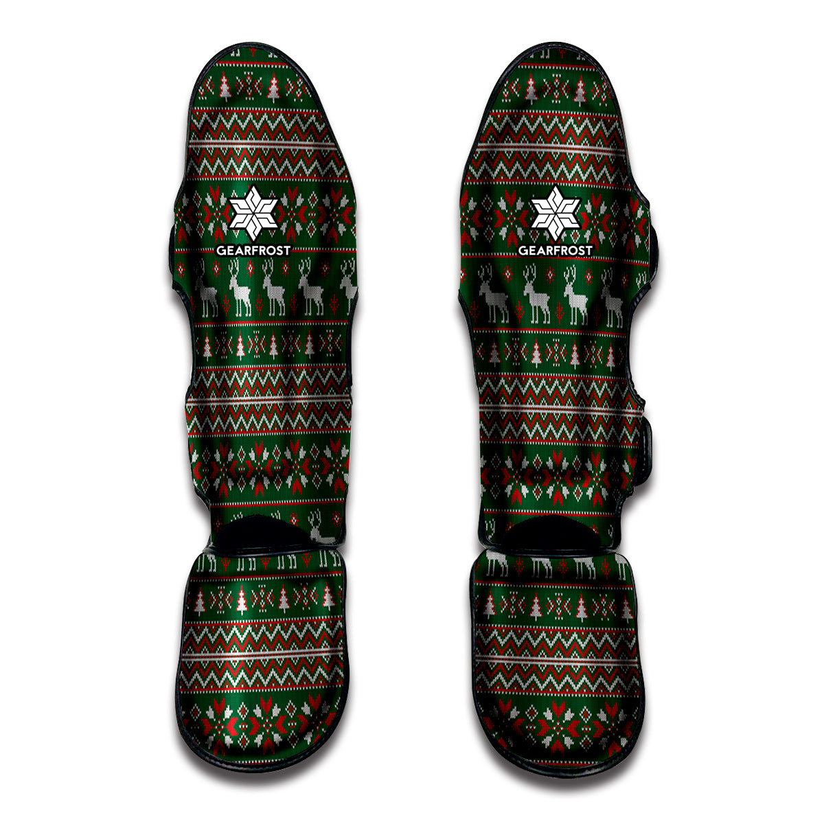 Christmas Holiday Knitted Pattern Print Muay Thai Shin Guards