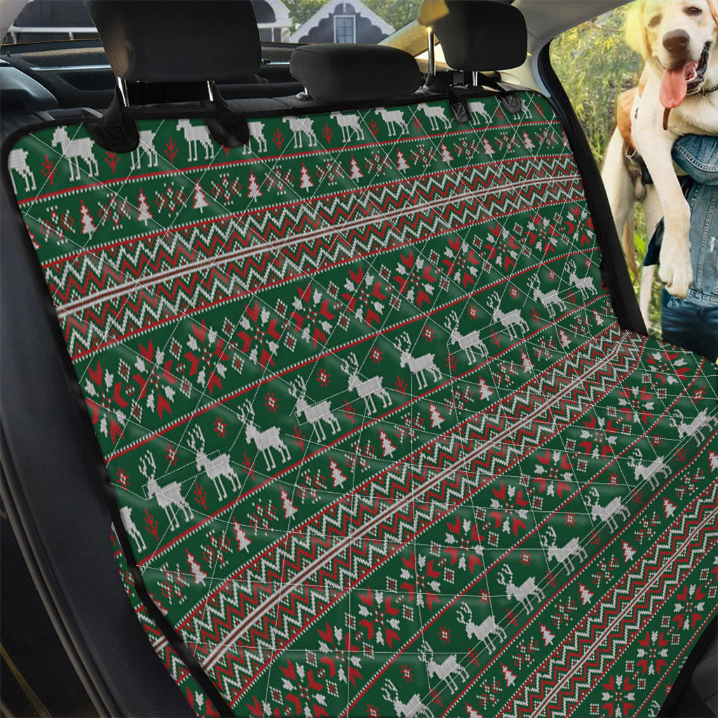 Christmas Holiday Knitted Pattern Print Pet Car Back Seat Cover