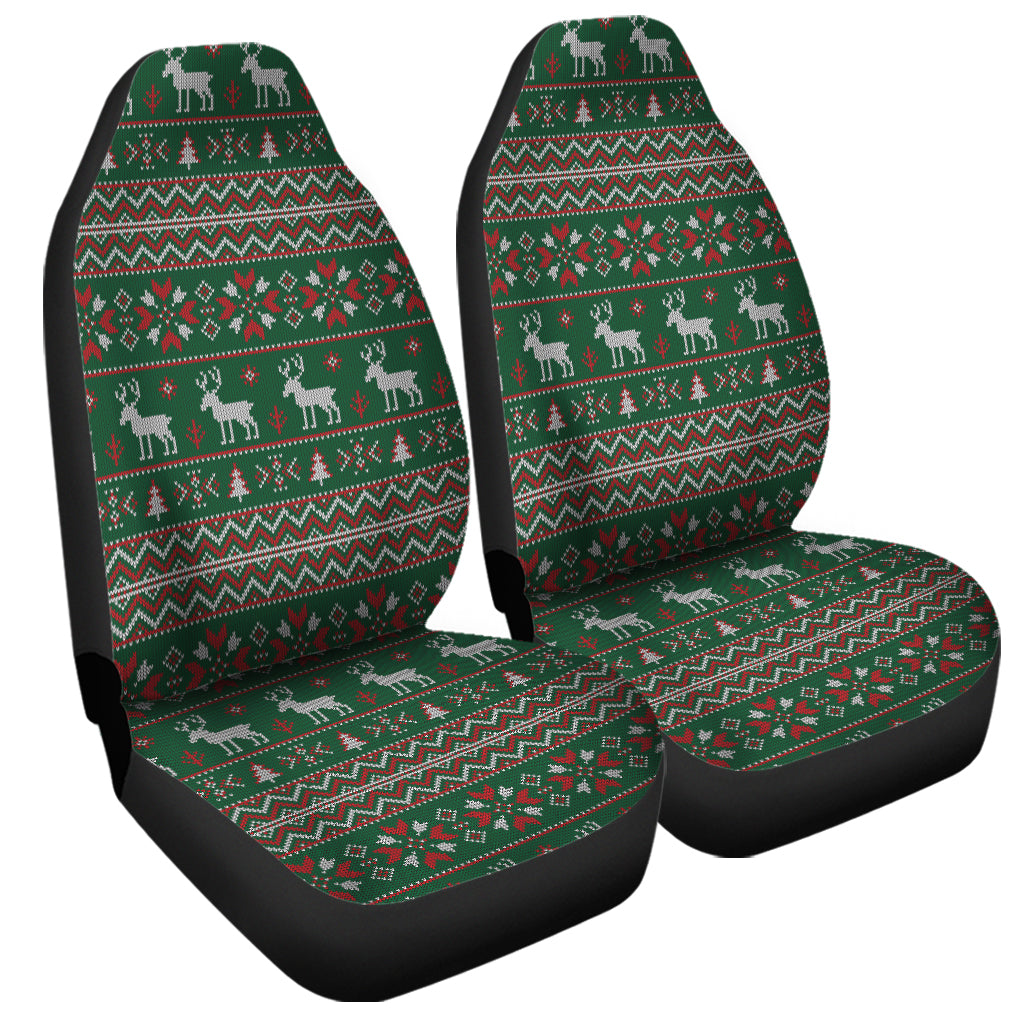 Christmas Holiday Knitted Pattern Print Universal Fit Car Seat Covers