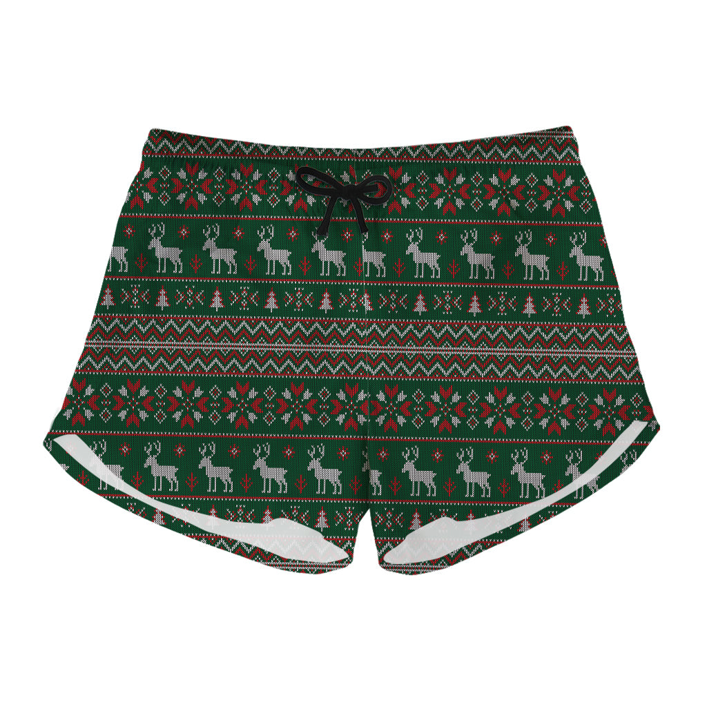 Christmas Holiday Knitted Pattern Print Women's Shorts