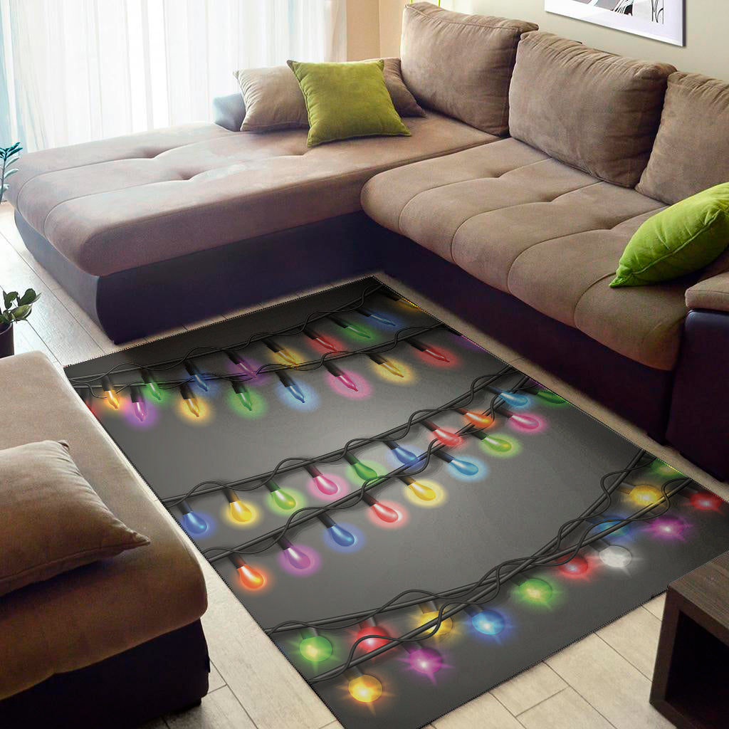 Christmas Holiday Lights Print Area Rug