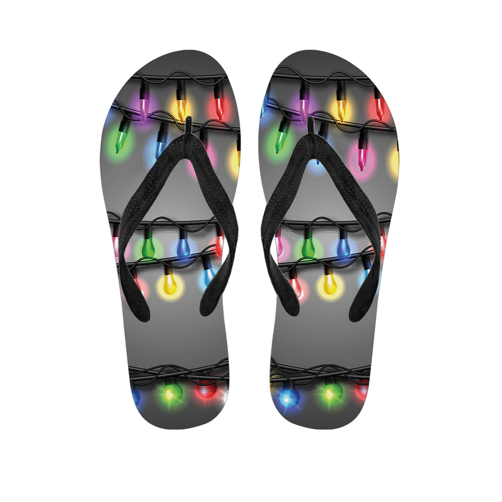 Christmas Holiday Lights Print Flip Flops