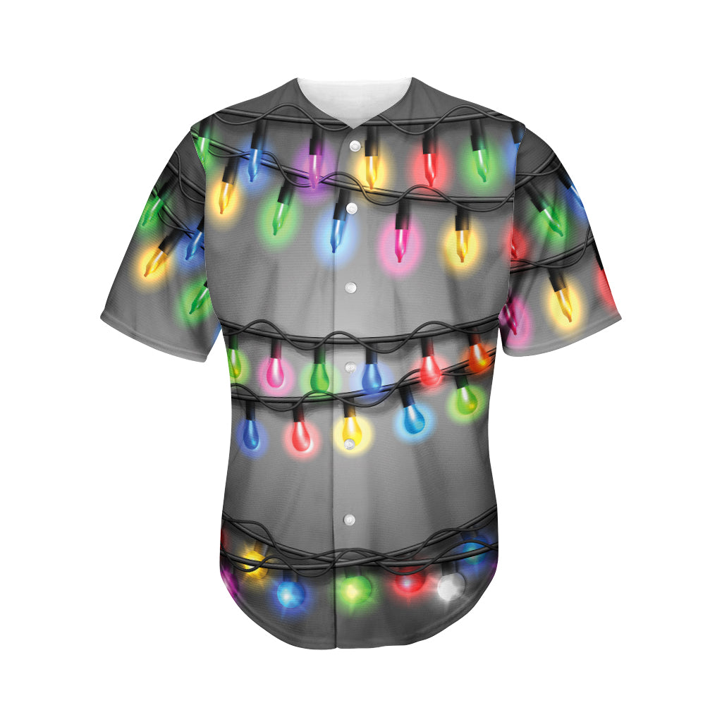 Christmas Holiday Lights Print Men's Baseball Jersey