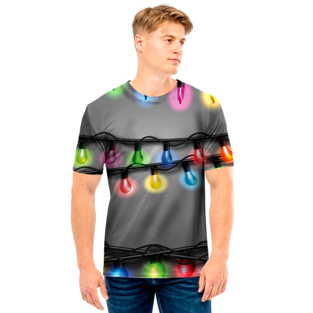 Christmas Holiday Lights Print Men's T-Shirt