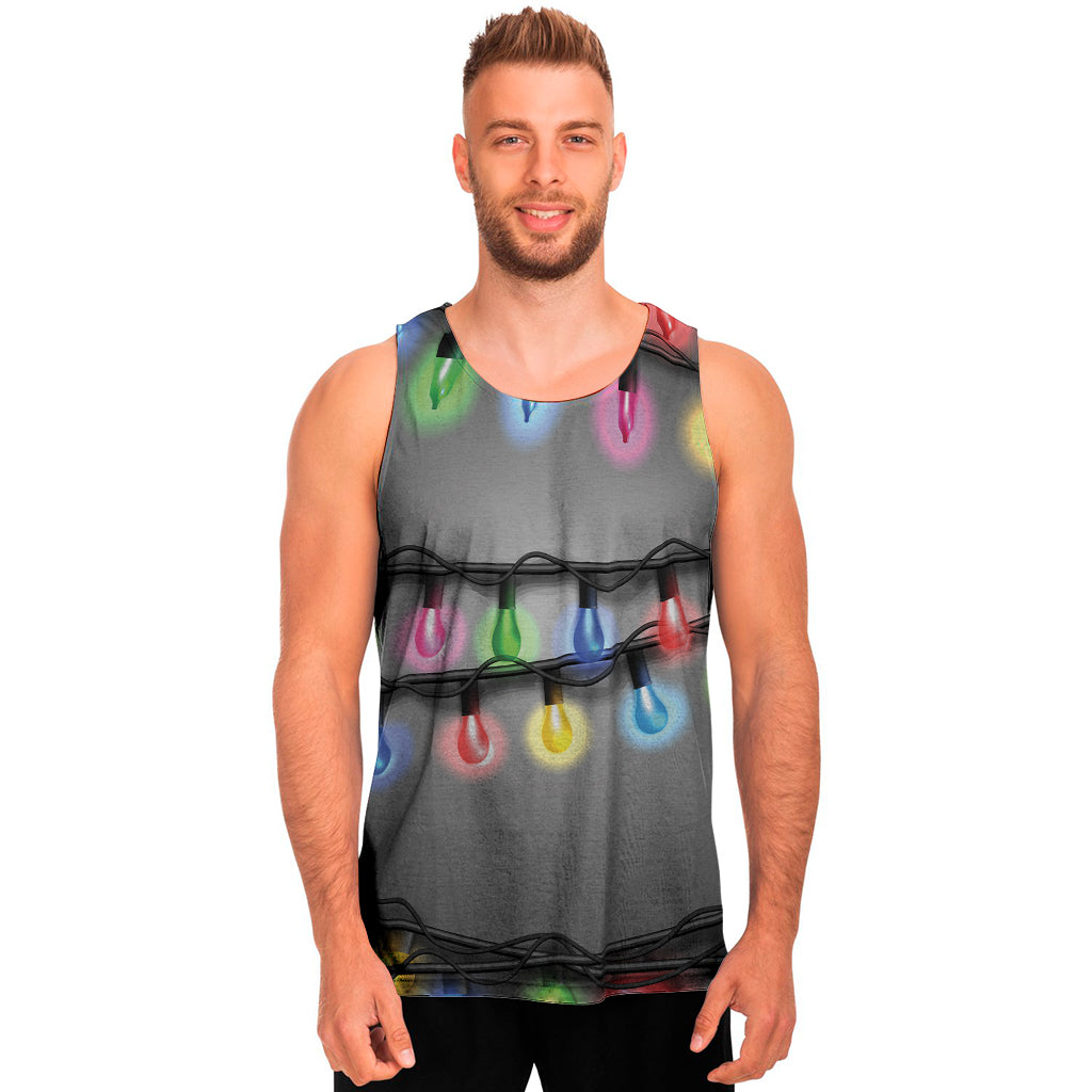 Christmas Holiday Lights Print Men's Tank Top