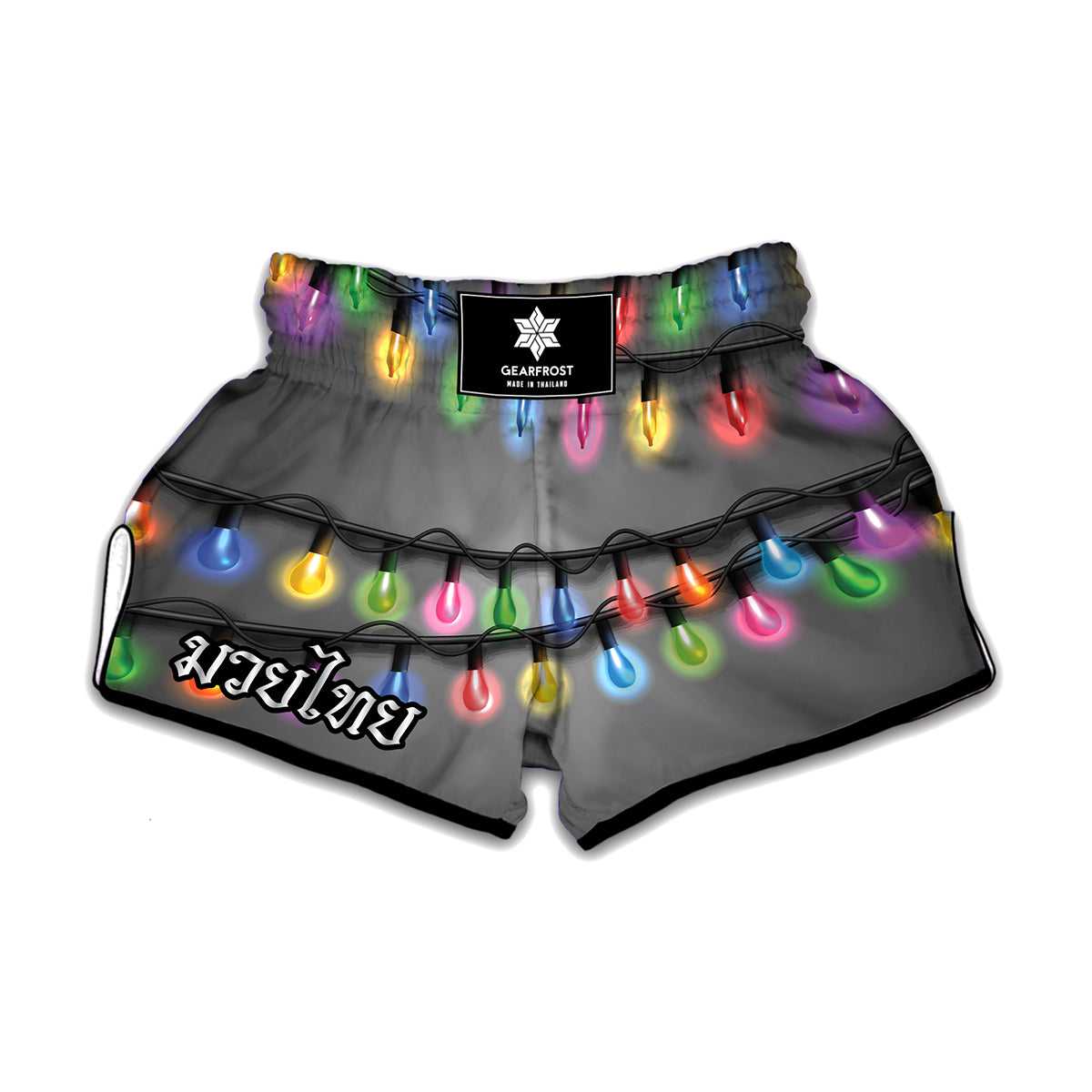 Christmas Holiday Lights Print Muay Thai Boxing Shorts