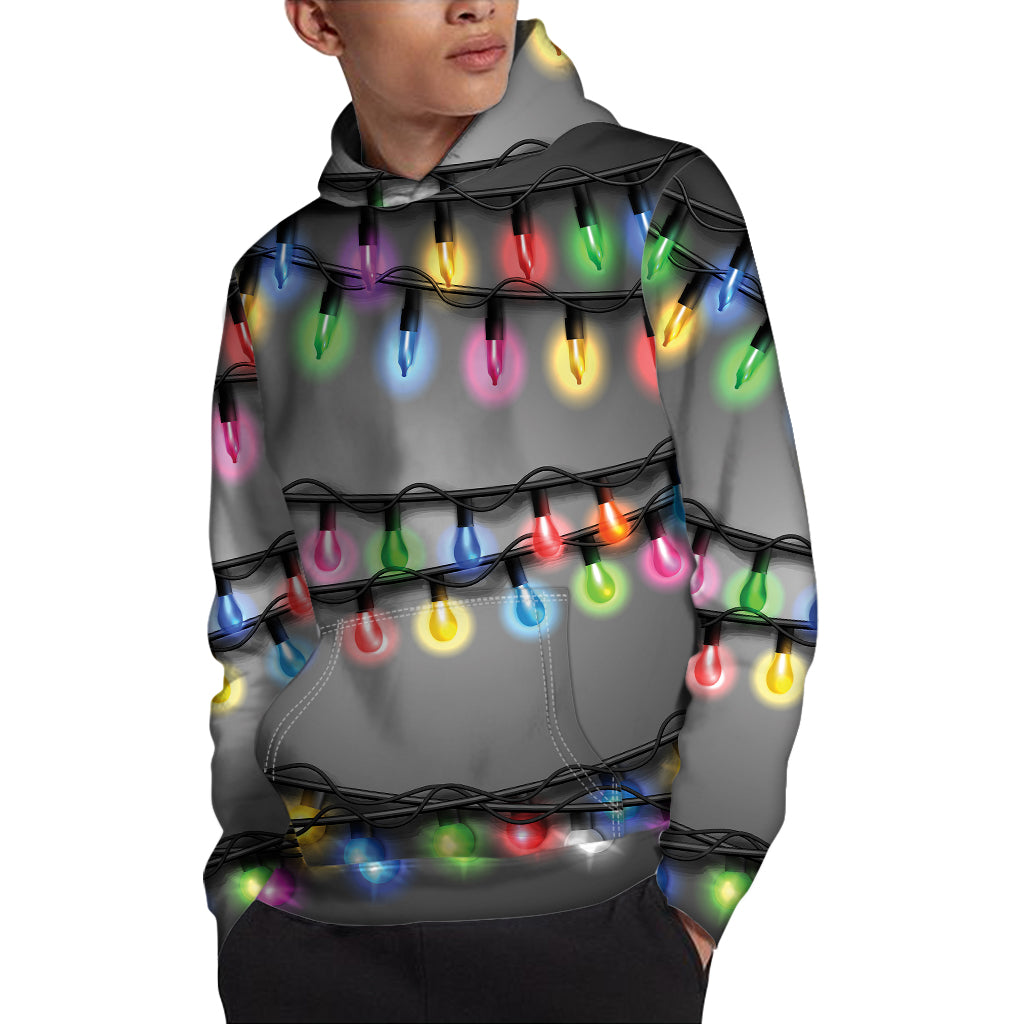 Christmas Holiday Lights Print Pullover Hoodie