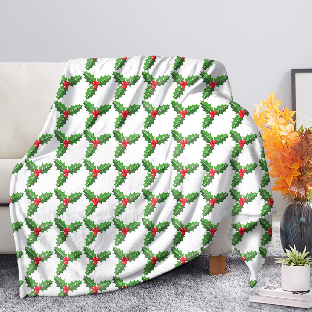 Christmas Holly Berry Pattern Print Blanket