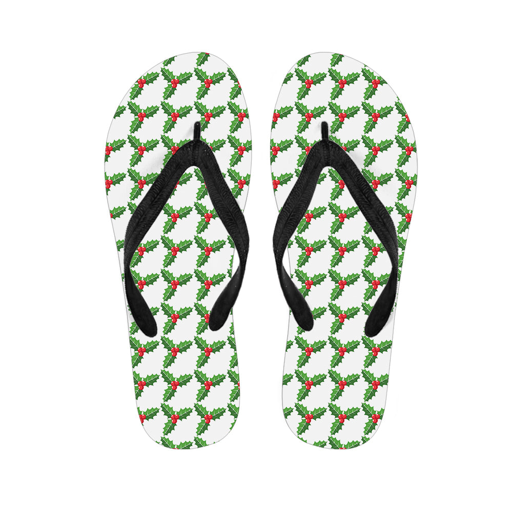 Christmas Holly Berry Pattern Print Flip Flops