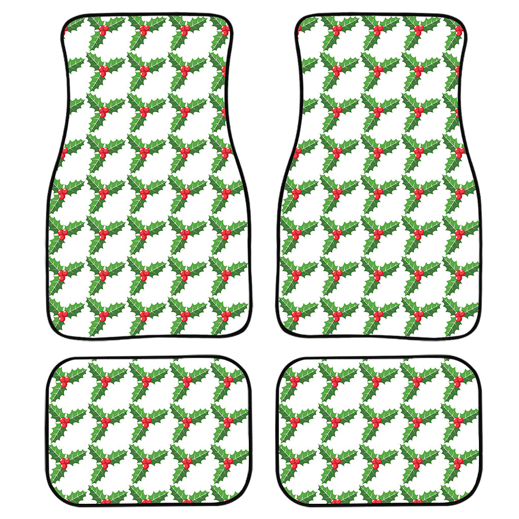 Christmas Holly Berry Pattern Print Front and Back Car Floor Mats