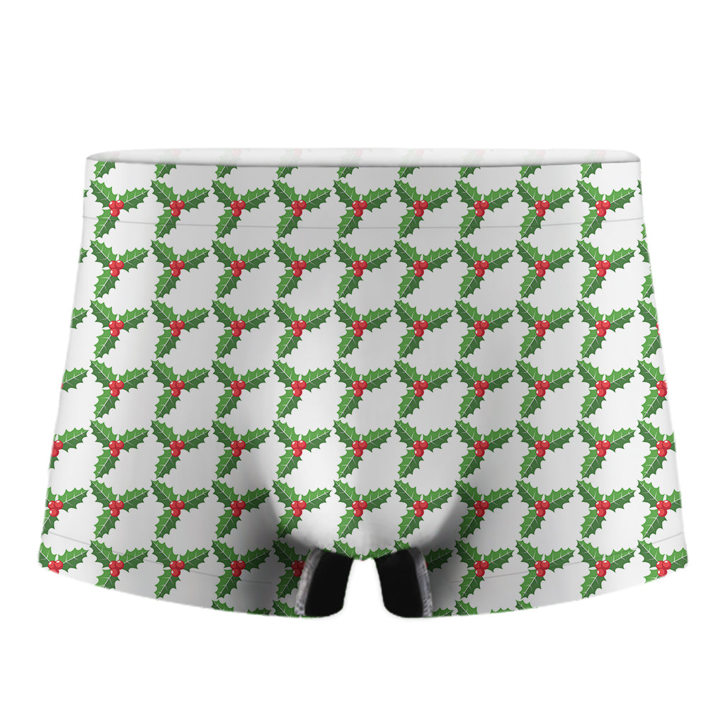 Christmas Holly Berry Pattern Print Men's Boxer Briefs