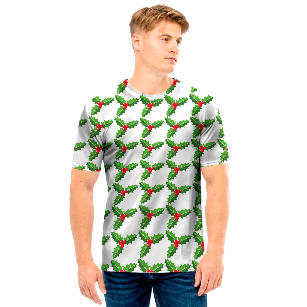 Christmas Holly Berry Pattern Print Men's T-Shirt