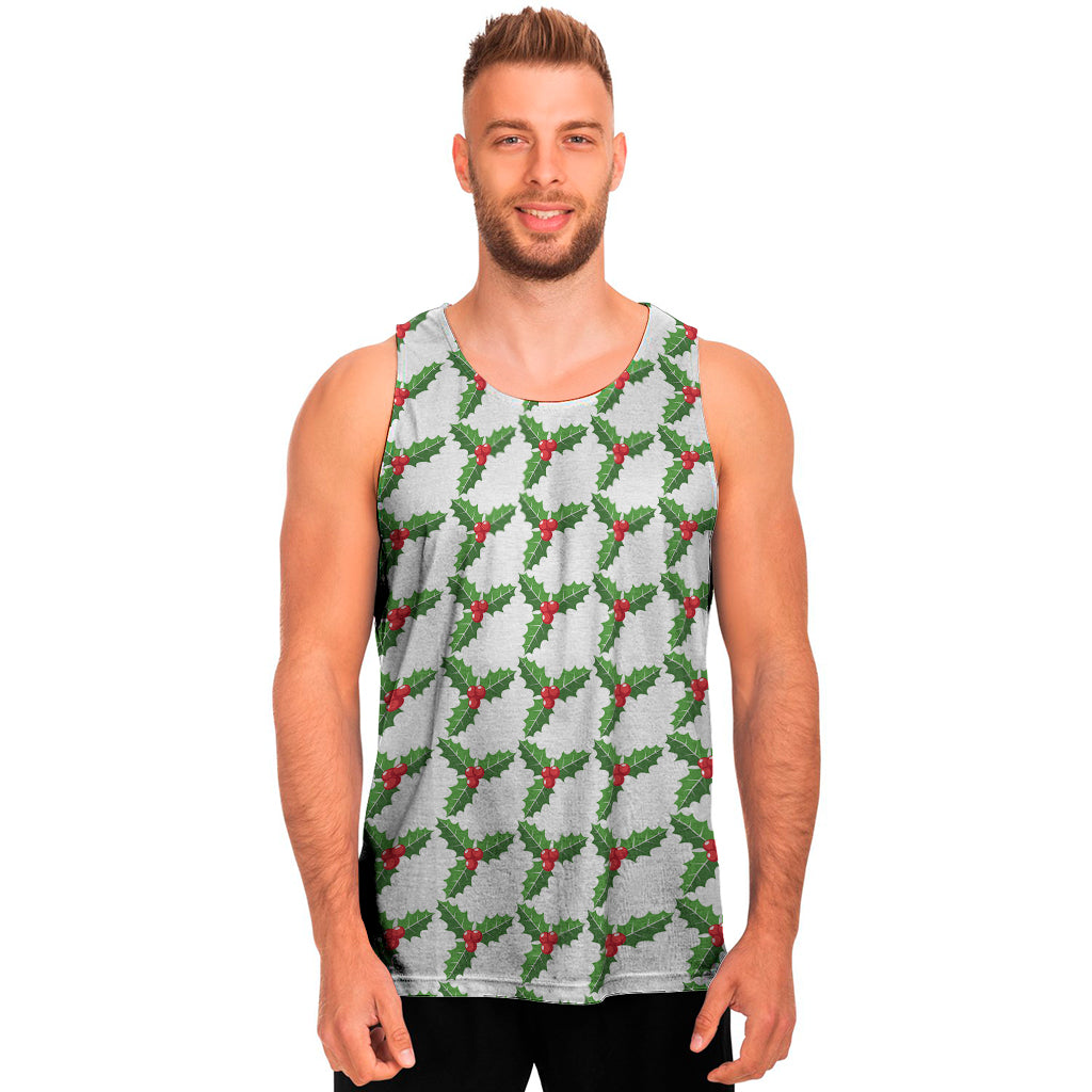 Christmas Holly Berry Pattern Print Men's Tank Top