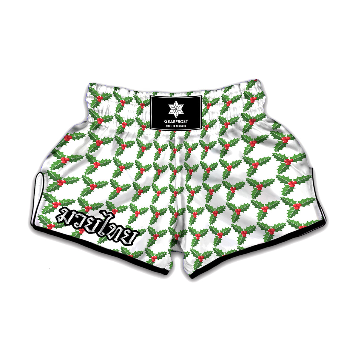 Christmas Holly Berry Pattern Print Muay Thai Boxing Shorts