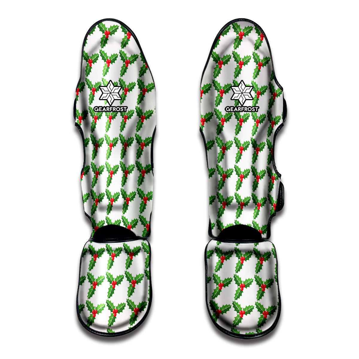 Christmas Holly Berry Pattern Print Muay Thai Shin Guards