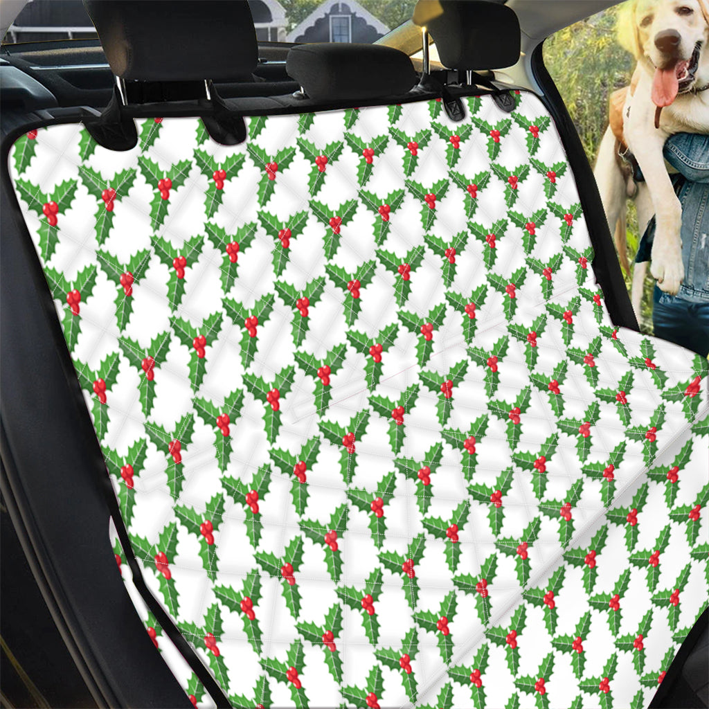 Christmas Holly Berry Pattern Print Pet Car Back Seat Cover