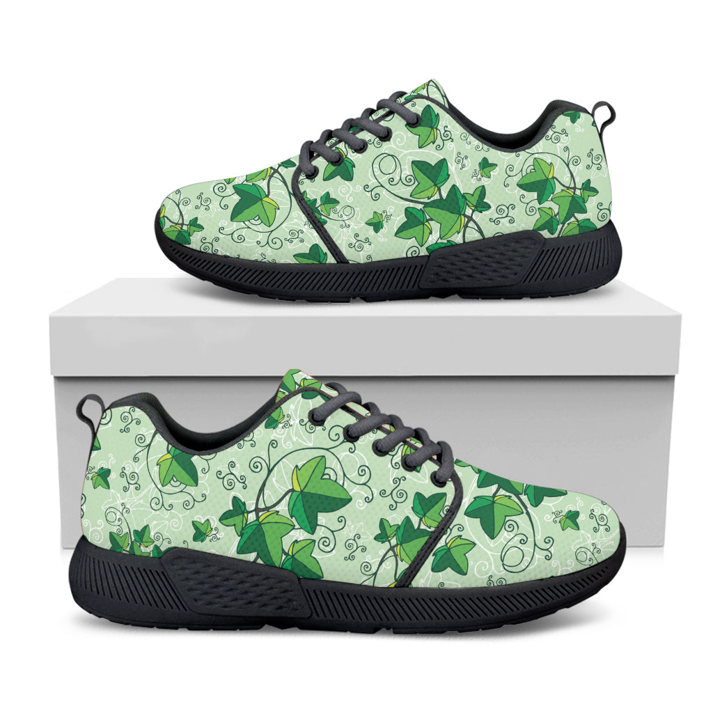 Christmas Ivy Leaf Pattern Print Black Athletic Shoes