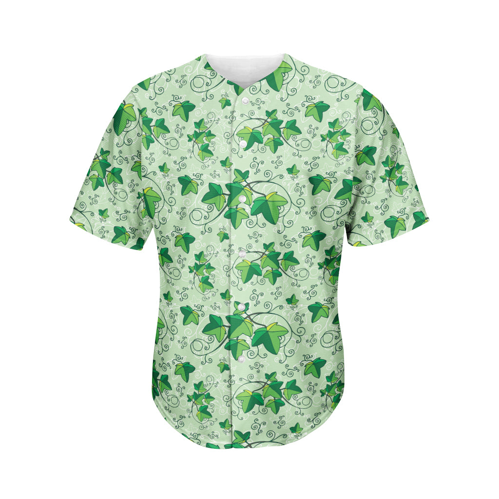 Christmas Ivy Leaf Pattern Print Men's Baseball Jersey