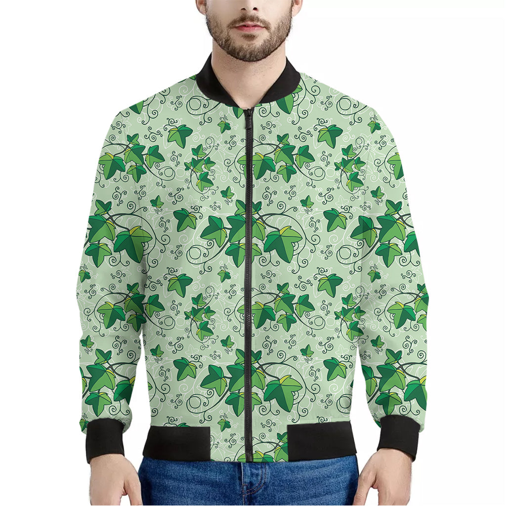 Christmas Ivy Leaf Pattern Print Men's Bomber Jacket