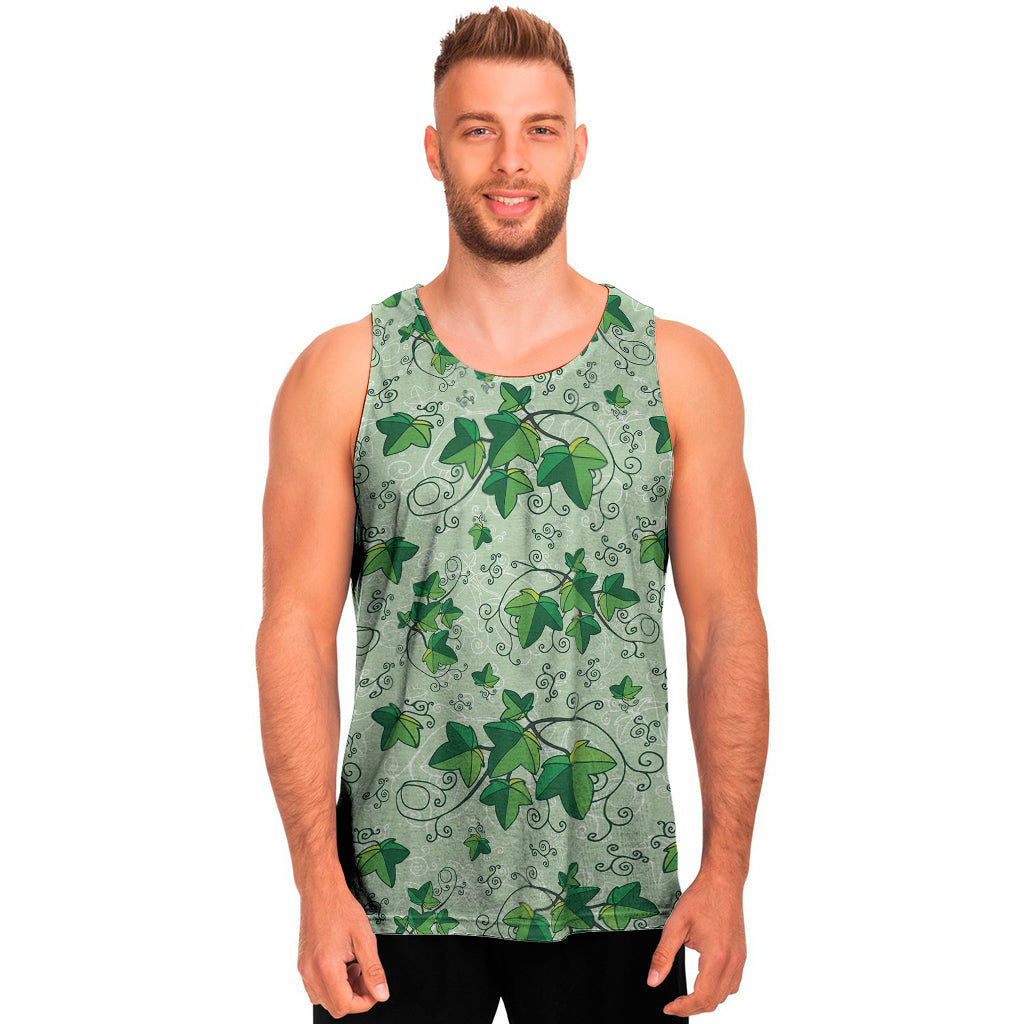 Christmas Ivy Leaf Pattern Print Men's Tank Top