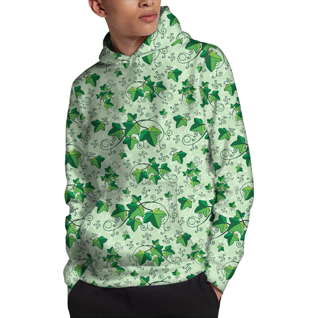 Christmas Ivy Leaf Pattern Print Pullover Hoodie