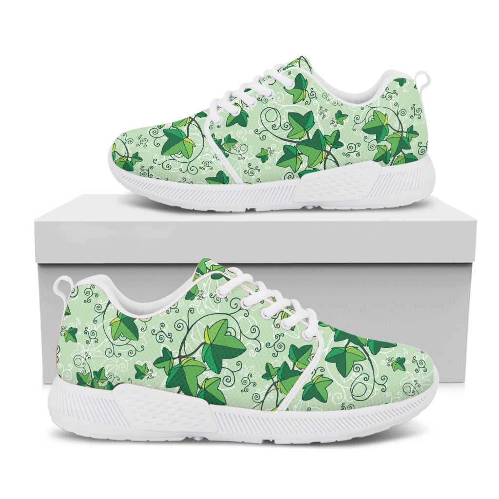 Christmas Ivy Leaf Pattern Print White Athletic Shoes