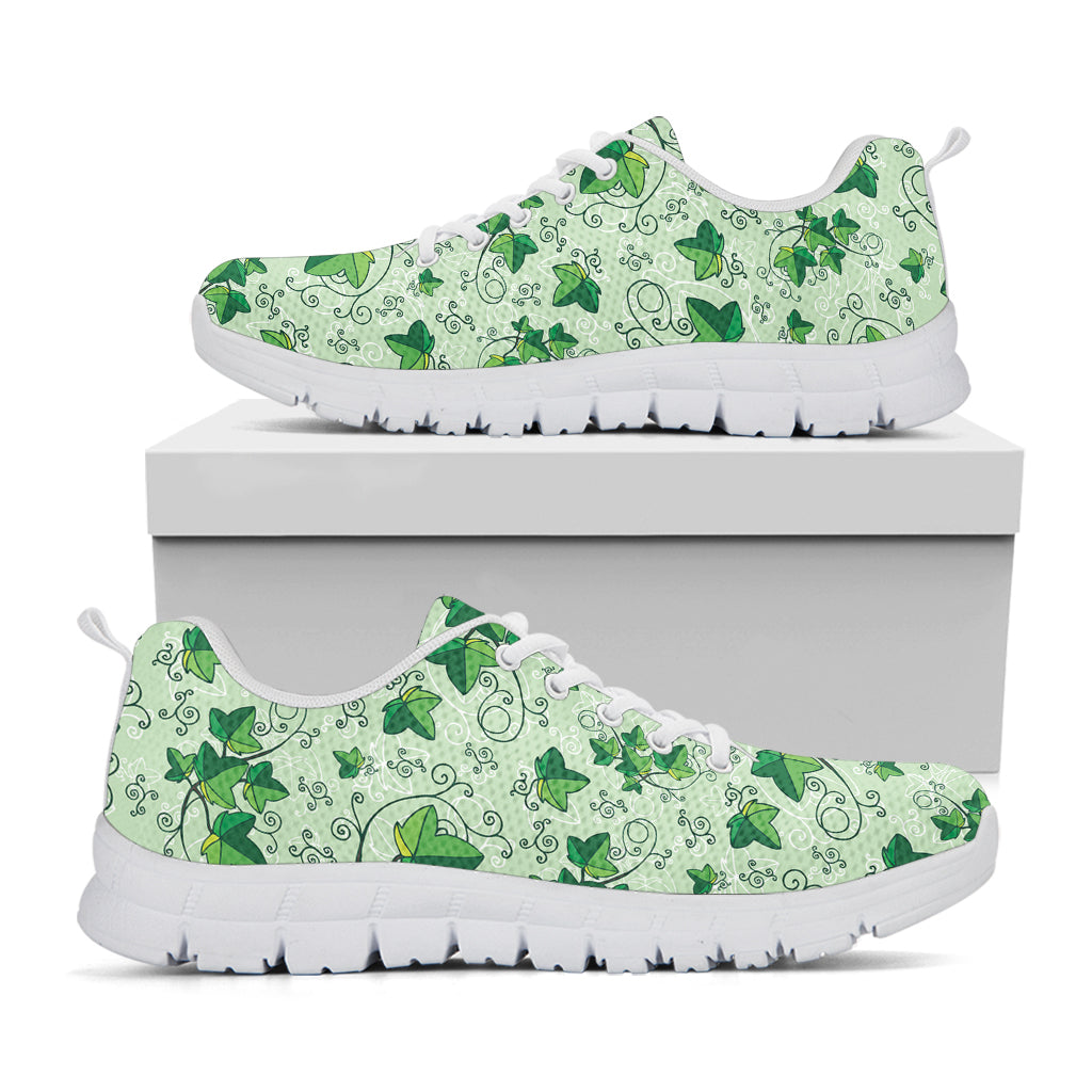 Christmas Ivy Leaf Pattern Print White Sneakers