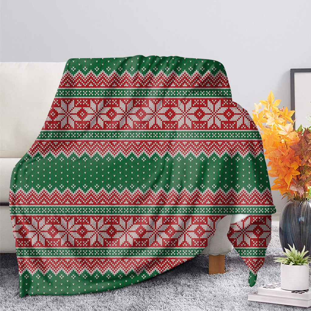 Christmas Knitted Pattern Print Blanket