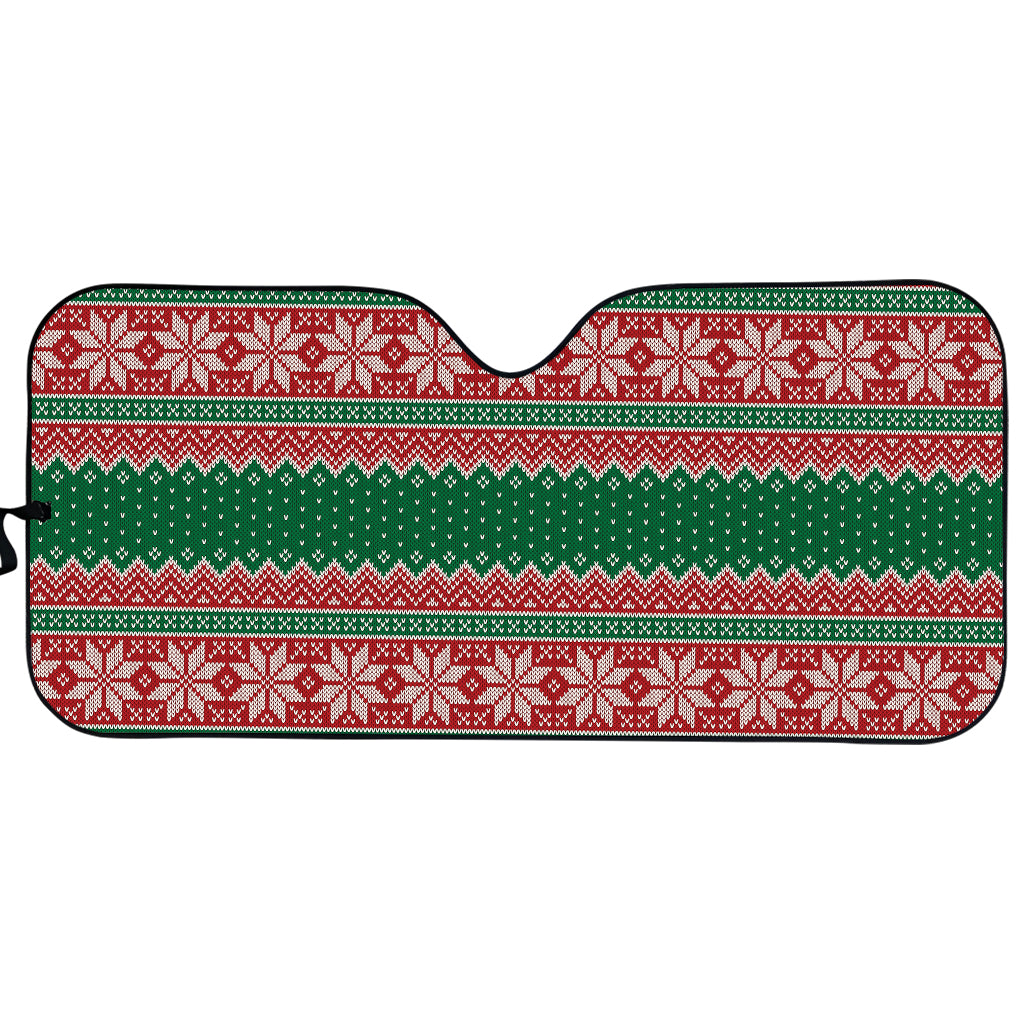 Christmas Knitted Pattern Print Car Sun Shade