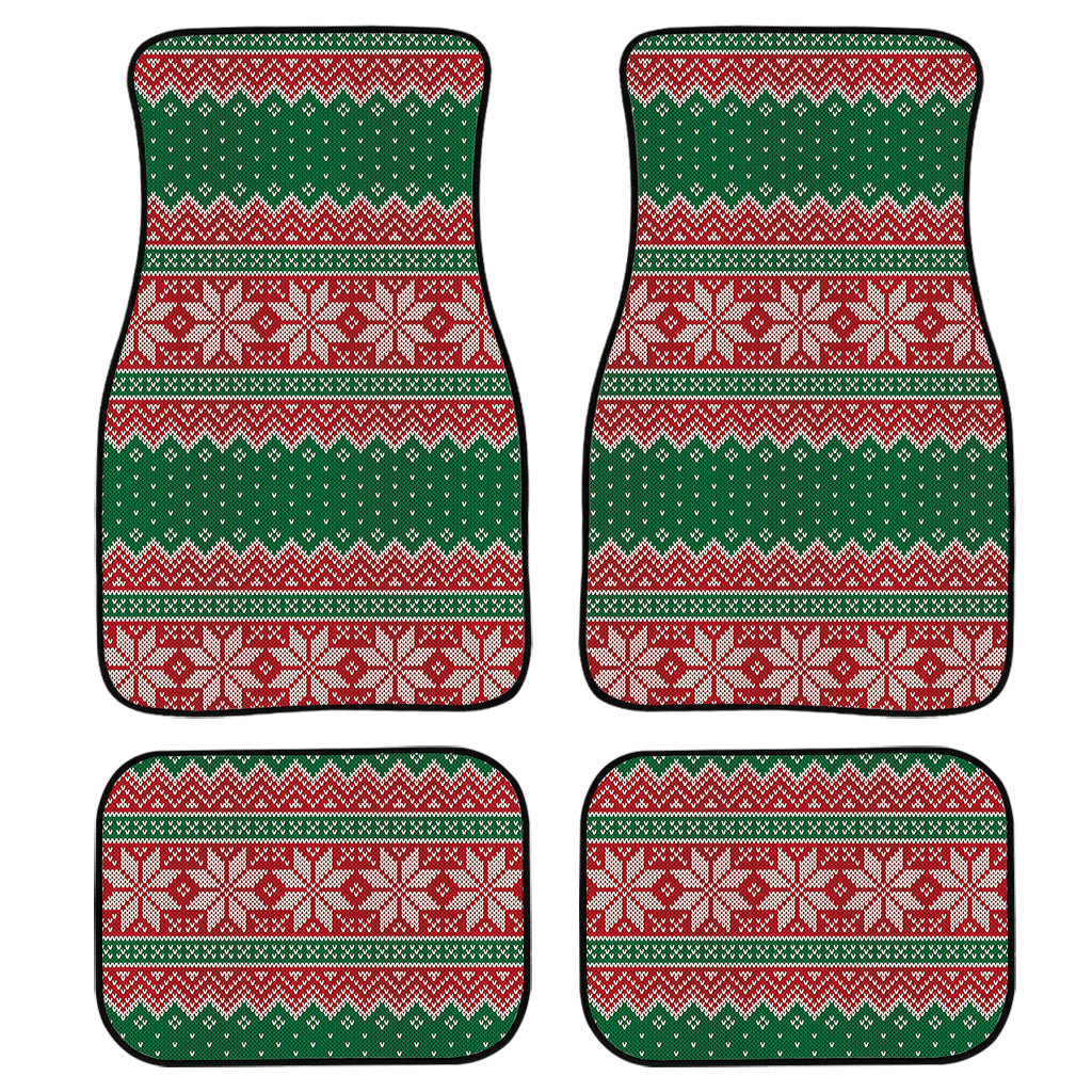 Christmas Knitted Pattern Print Front and Back Car Floor Mats