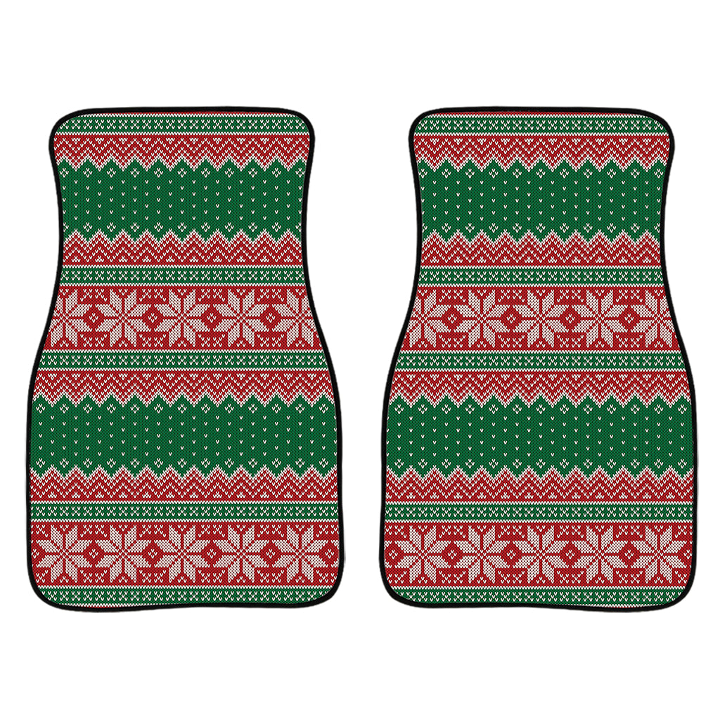 Christmas Knitted Pattern Print Front Car Floor Mats