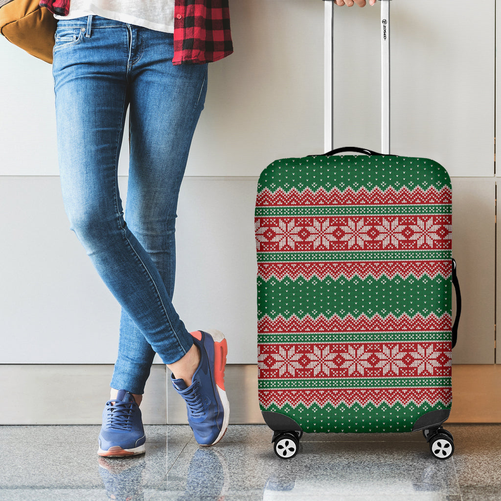 Christmas Knitted Pattern Print Luggage Cover