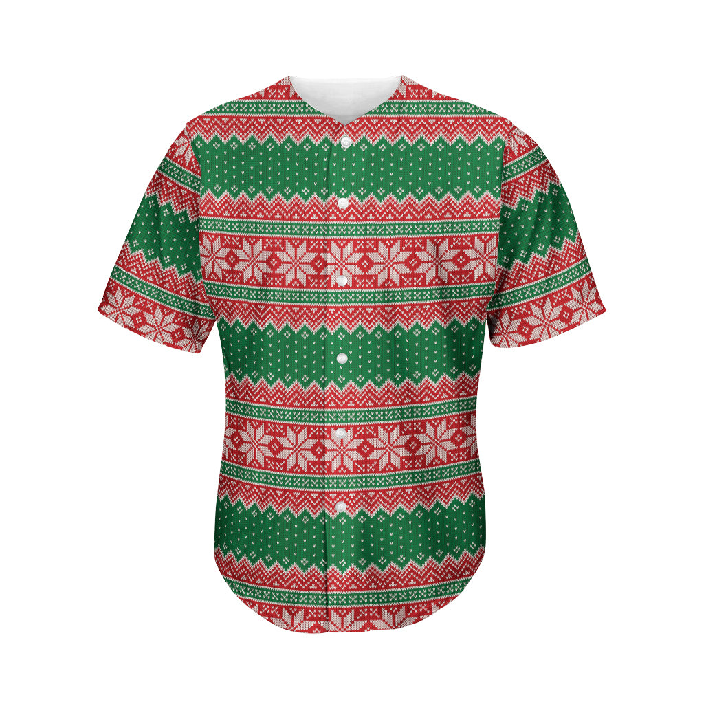 Christmas Knitted Pattern Print Men's Baseball Jersey