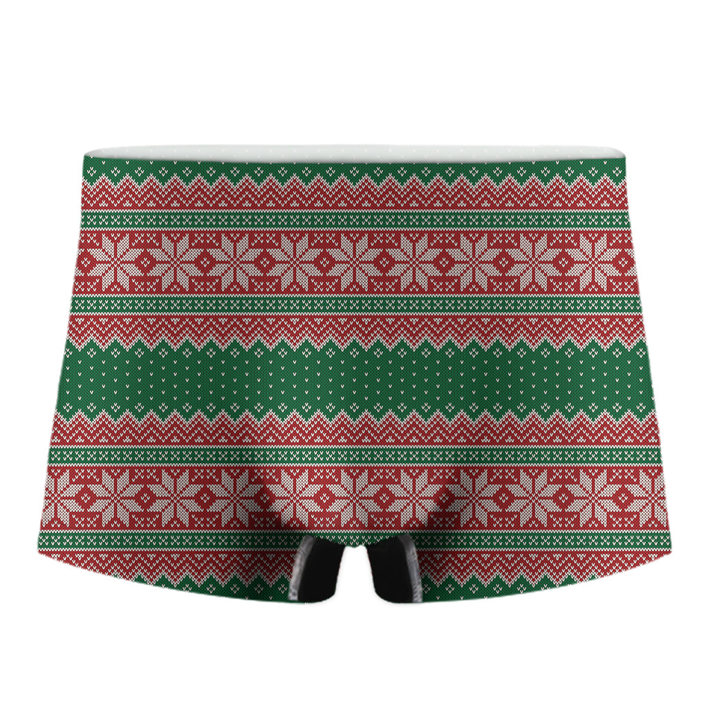 Christmas Knitted Pattern Print Men's Boxer Briefs