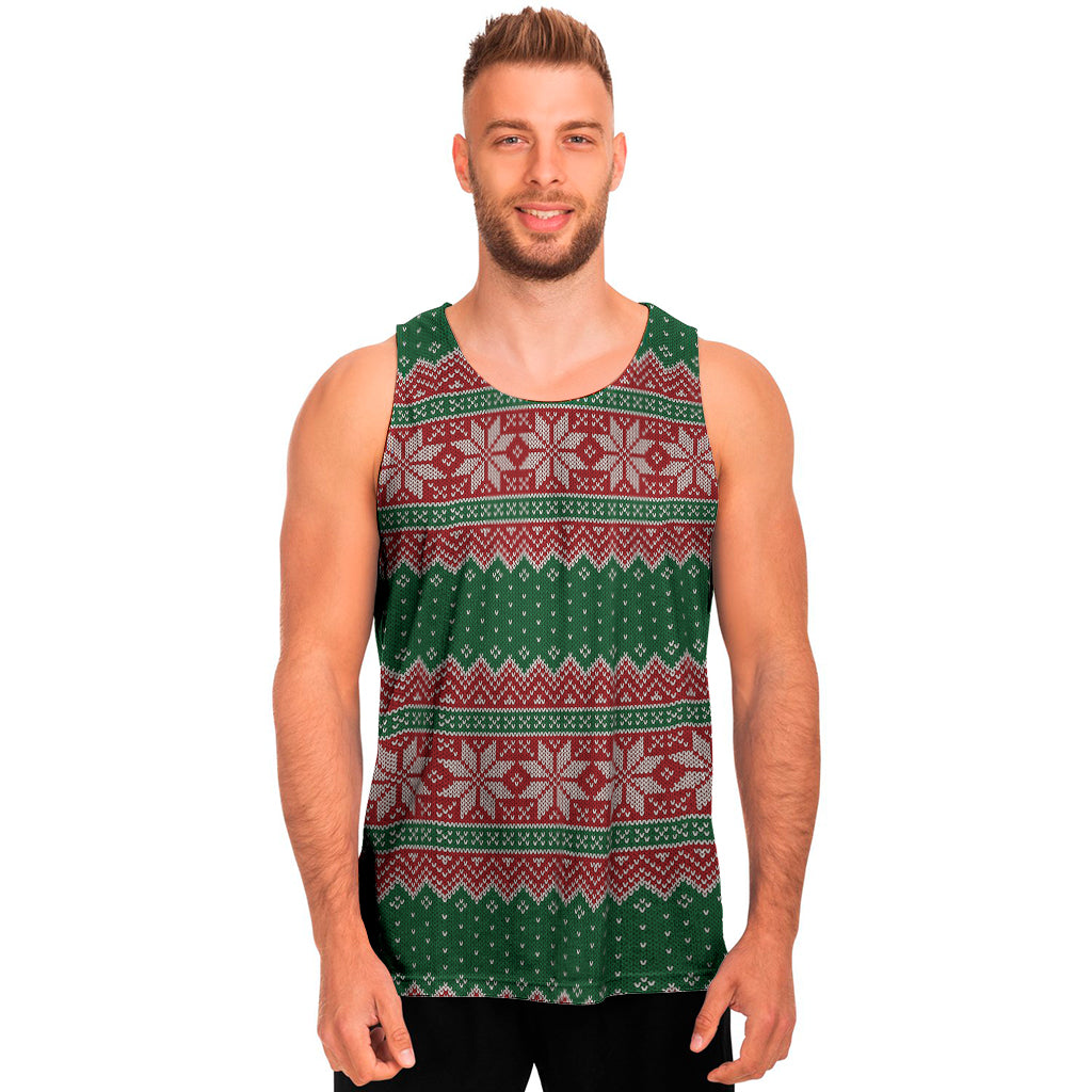 Christmas Knitted Pattern Print Men's Tank Top