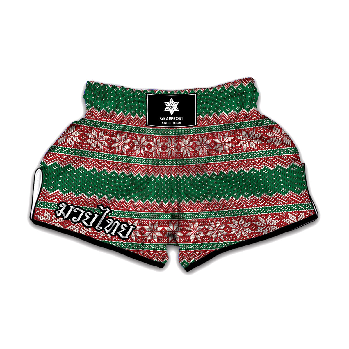 Christmas Knitted Pattern Print Muay Thai Boxing Shorts