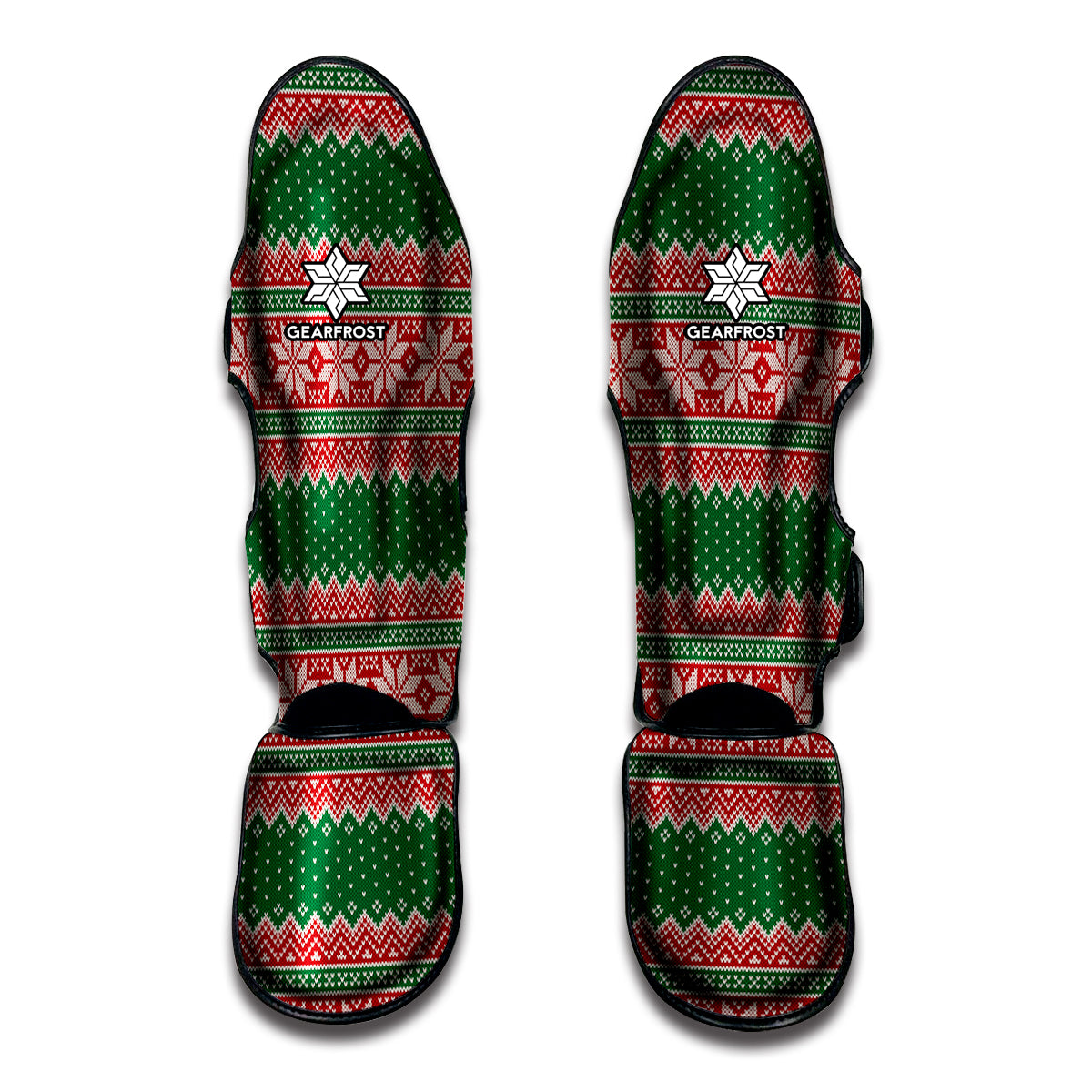 Christmas Knitted Pattern Print Muay Thai Shin Guards