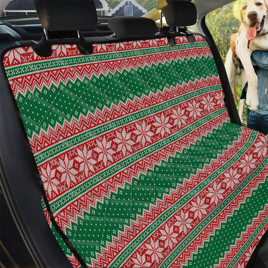 Christmas Knitted Pattern Print Pet Car Back Seat Cover