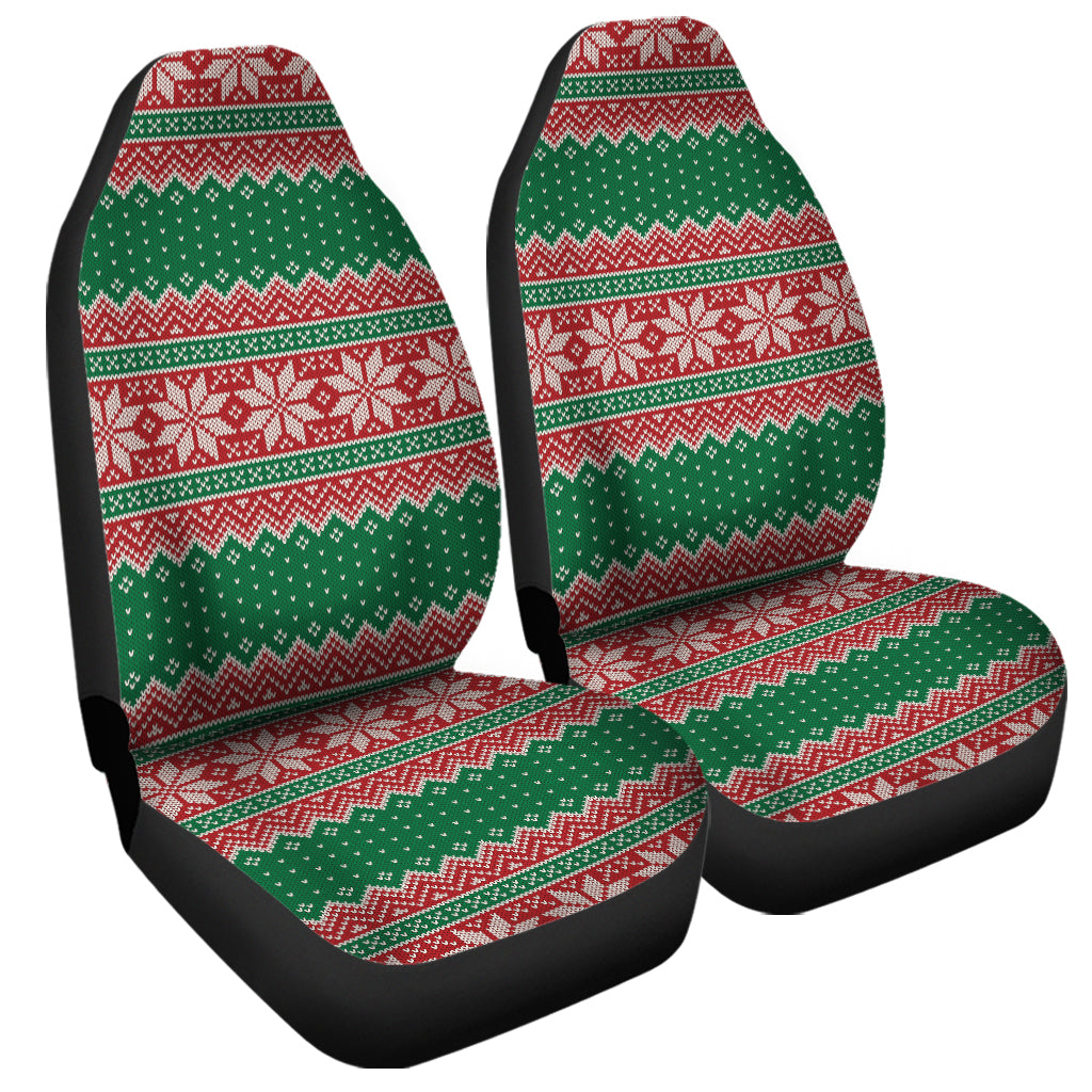 Christmas Knitted Pattern Print Universal Fit Car Seat Covers