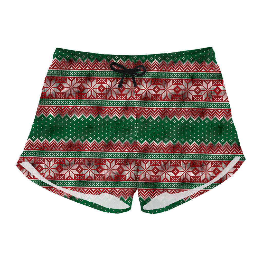 Christmas Knitted Pattern Print Women's Shorts